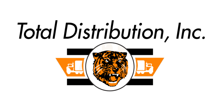 Tiger logo with orange trucks on sides.