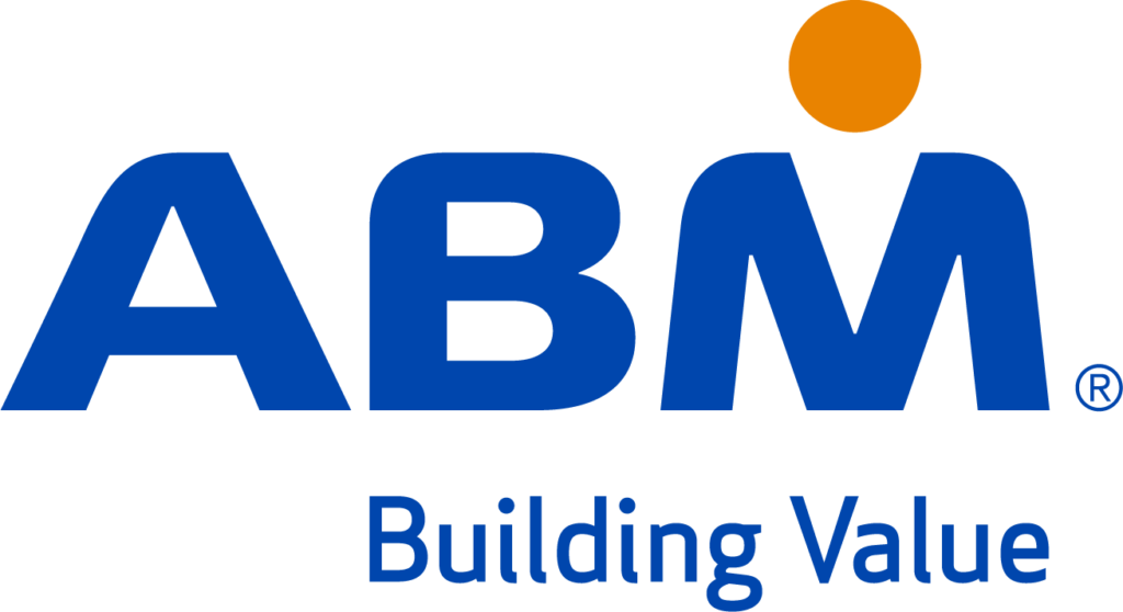 Company logo for ABM, emphasizing building value.