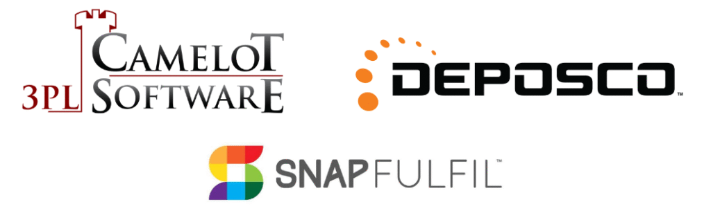 Camelot, Deposco, Snapfulfil software logos displayed.